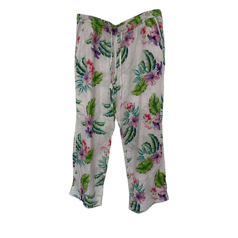 Tommy Bahama Floral Linen Wide Leg Pants, XL